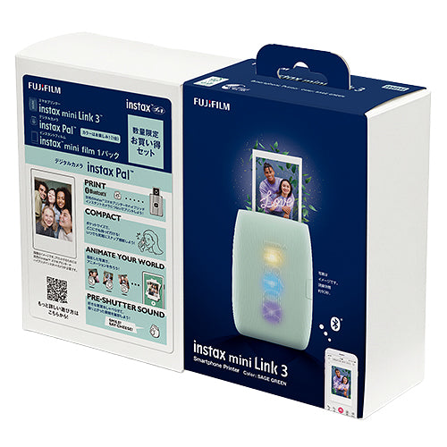フジフイルム スマートフォン用プリンター “チェキ” instax mini Link3／instax Pal／フィルムセット（セージグリーン）